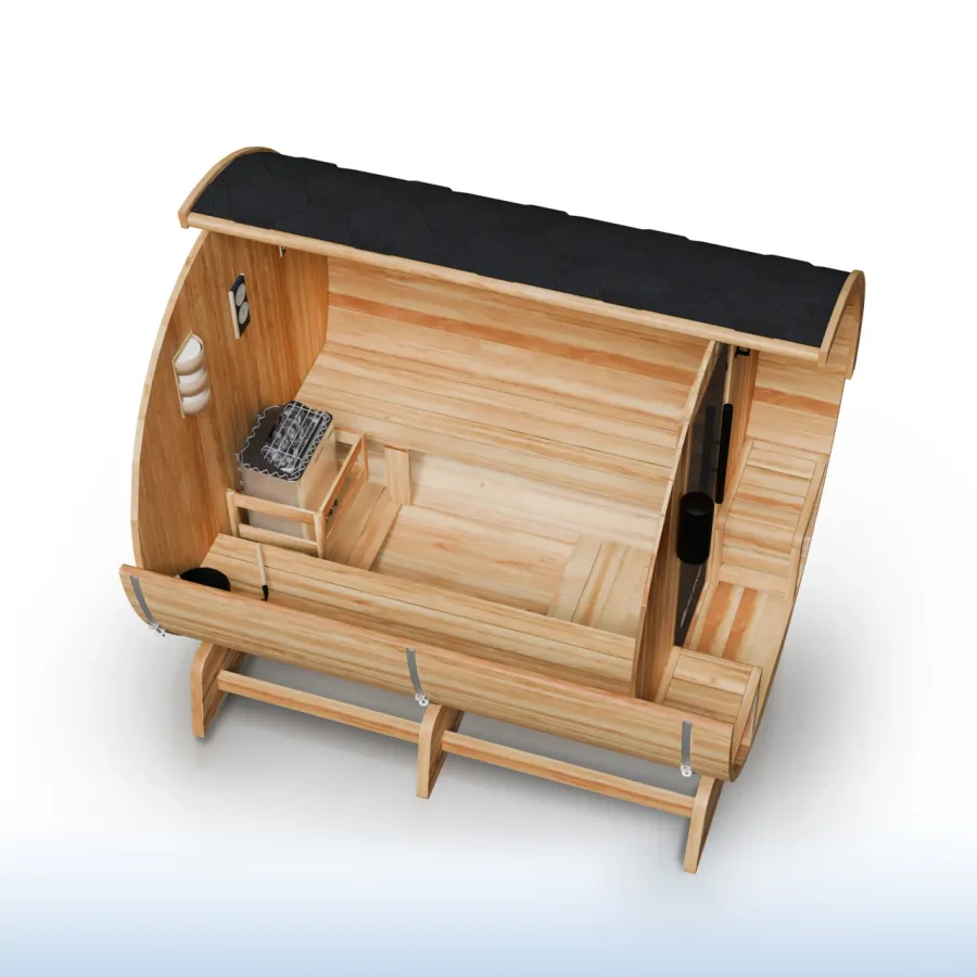 Aleko Liatris Rustic Cedar Barrel Sauna with Front Porch Canopy, 5-6 Person (SB6CED-AP), photo 3 of 9