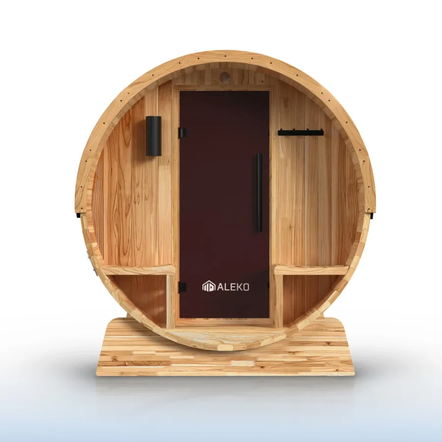Aleko Liatris Rustic Cedar Barrel Sauna with Front Porch Canopy, 5-6 Person (SB6CED-AP), photo 4 of 9