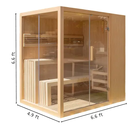 Image: woodartsupply.com Aleko STHE4INNY 4-Person Hemlock Indoor Sauna, photo 4 of 4