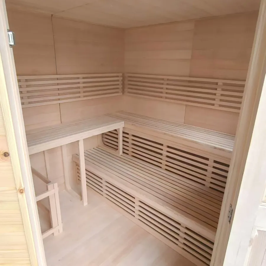 Aleko Thermowood Wet Dry Outdoor Sauna with Asphalt Roof, 6 kW, 5 Person (SKD5HEM-AP), photo 4 of 5