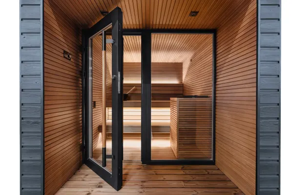 Image: thesaunaheater.com Auroom Arti Pre-Assembled 5-Person Sauna Cabin, photo 4 of 9