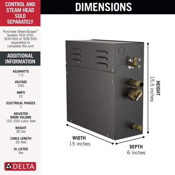 Delta SteamScape 7.5kW Steam Generator (5GE-SMP07-240-1), photo 2 of 2