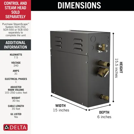 Delta SteamScape 7.5kW Steam Generator (5GE-SMP07-240-1), photo 2 of 2
