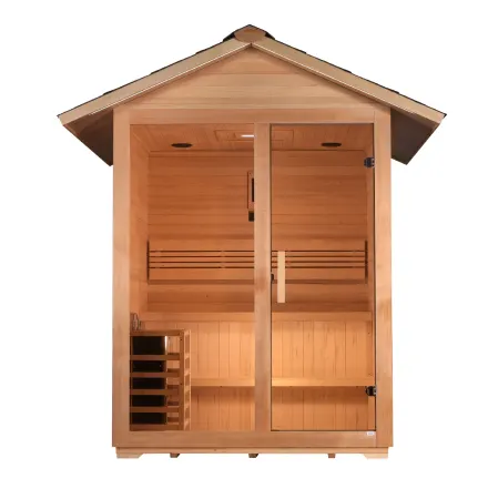 Image: goldendesignsinc.com Golden Designs Arlberg 3 Person Traditional Outdoor Sauna (GDI-8103-01), photo 2 of 9