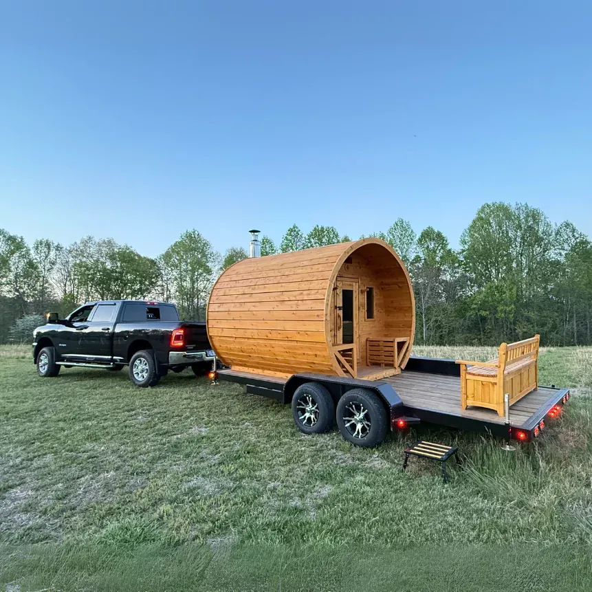 Heritage Sauna Mobile Flat Barrel Sauna Trailer 6-8 Person with HUUM Heater, photo 10 of 11