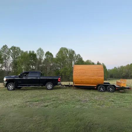 Image: saunaplace.com Heritage Sauna Mobile Flat Barrel Sauna Trailer 6-8 Person with HUUM Heater, photo 11 of 11
