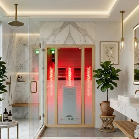 Image: jnhlifestyles.com JNH Lifestyles Arki Duo 2-Person Red Light Therapy + Full Spectrum Infrared Sauna, photo 2 of 9