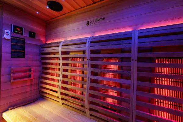 Image: sunhomesaunas.com Sun Home Luminar 5-Person Outdoor Full-Spectrum + Red Light Therapy Add-on, photo 9 of 11