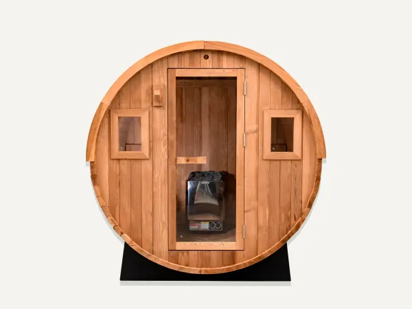 Image: redwoodoutdoors.com Redwood Outdoors Barrel Outdoor Sauna - 6 Person
