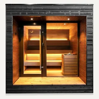 Image: thesaunaheater.com Auroom Arti Pre-Assembled 5-Person Sauna Cabin