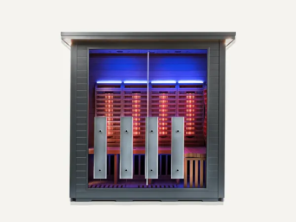 Image: sunhomesaunas.com Sun Home Luminar 5-Person Outdoor Full-Spectrum + Red Light Therapy Add-on